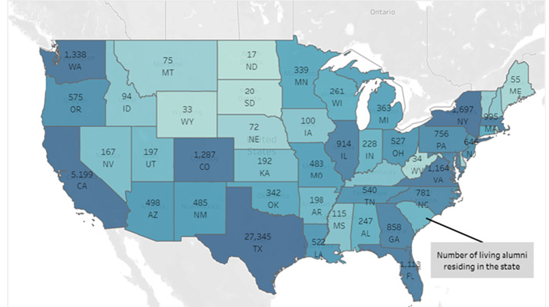 Rice Alumni USA Map